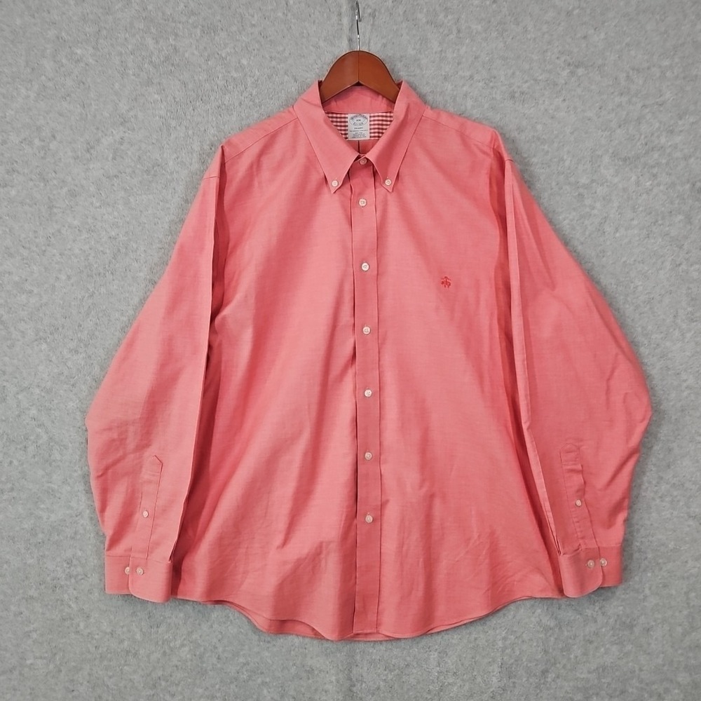 Brooks Brothers 1818 Dress Shirt Mens 2XL Red Regent Non-Iron 100% Supima Cotton